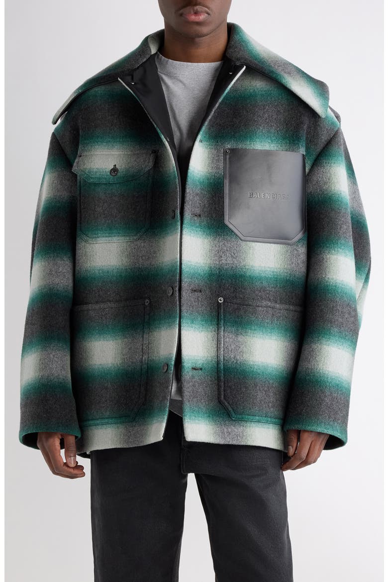 Workwear Cocoon Overshirt, Main, color, 3010 DARK GREEN/ BLACK