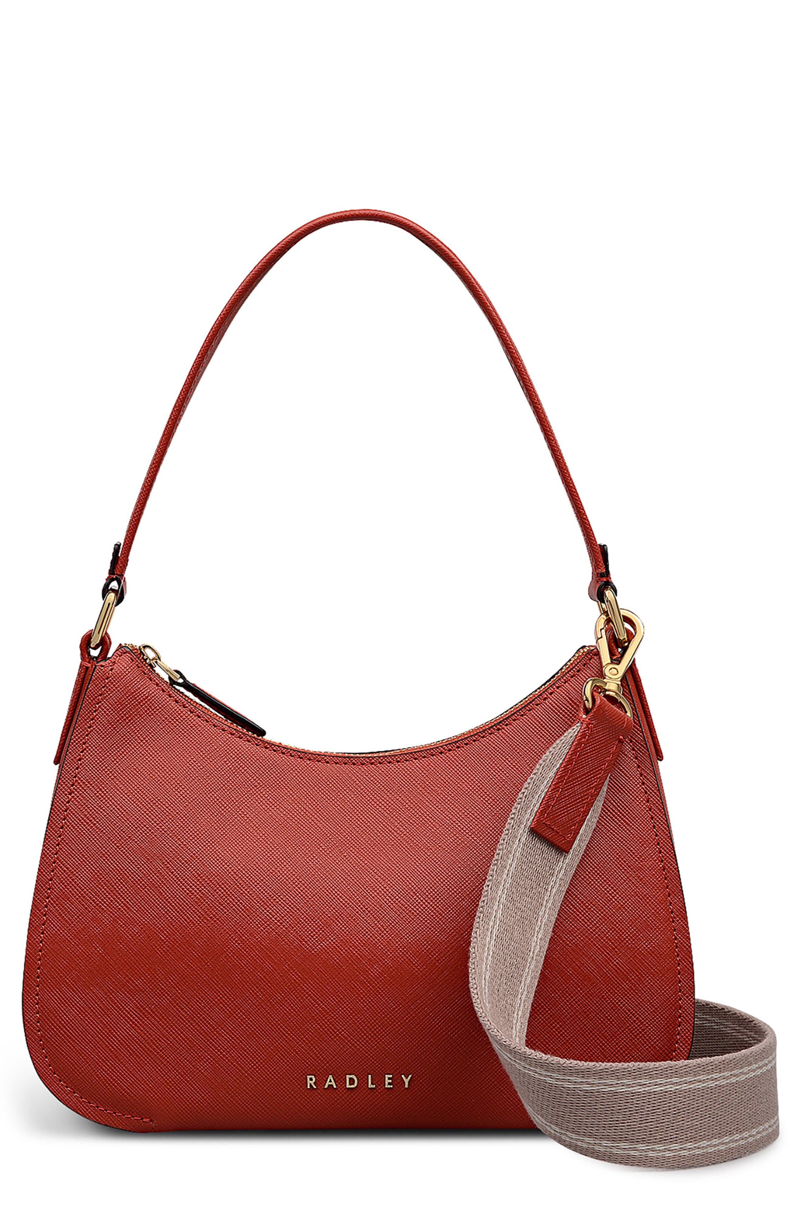 Radley Medium Crosby Leather Shoulder Bag, Main, color, Flame