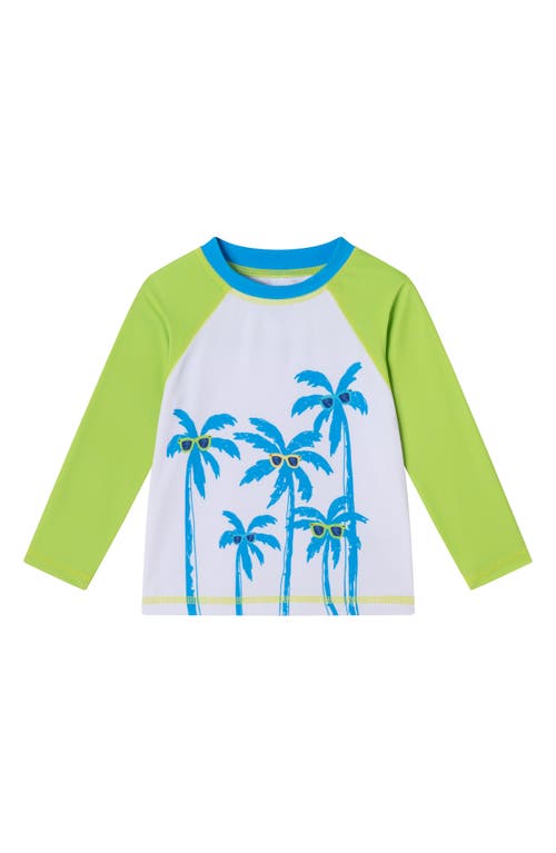 Andy & Evan Long Sleeve Rashguard & Swim Trunks Set In White Lime