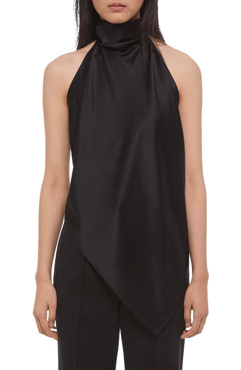Tie Scarf Sleeveless Silk Top