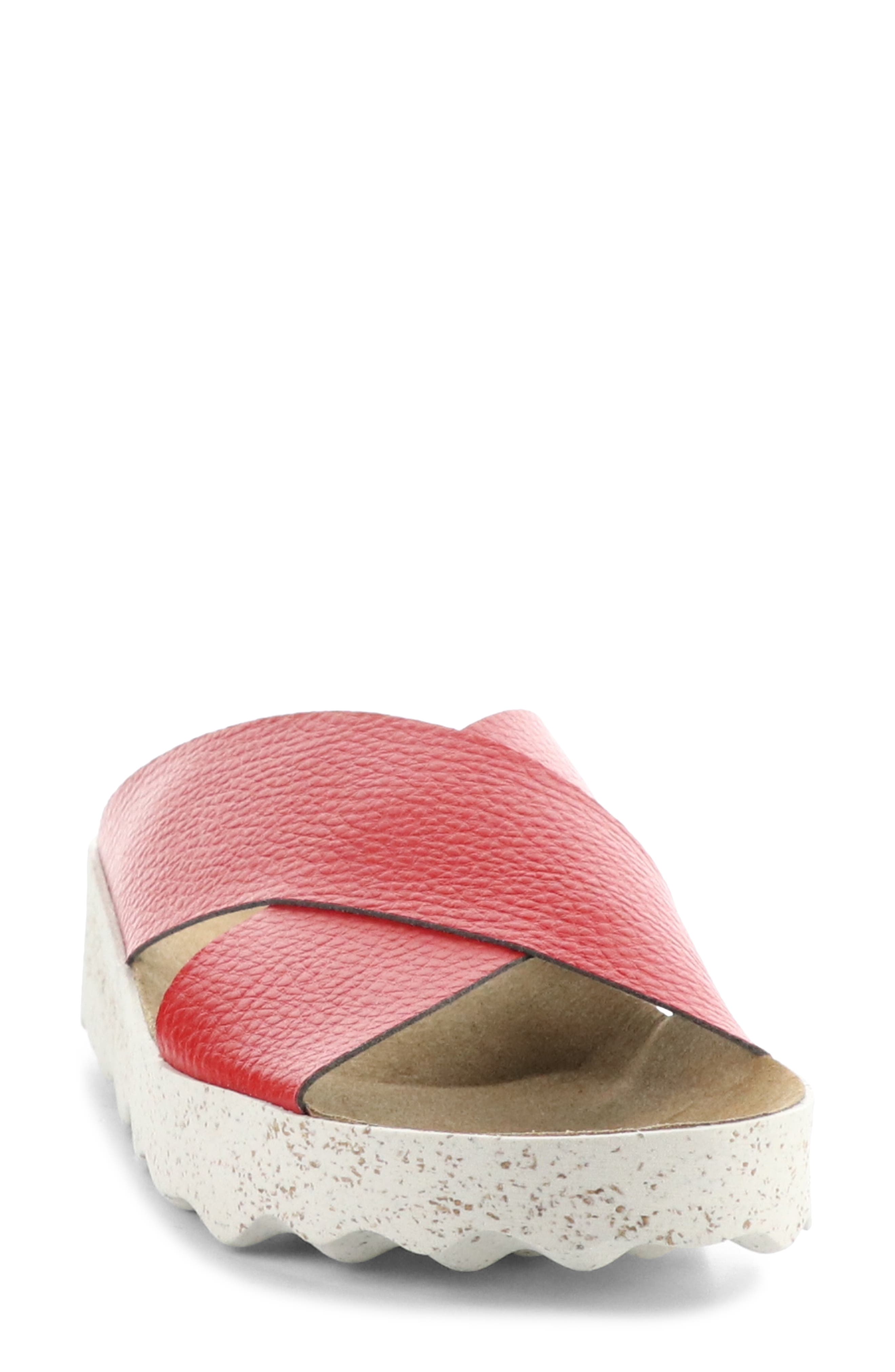 Cross Slide Sandal, Alternate, color, BURNT RED