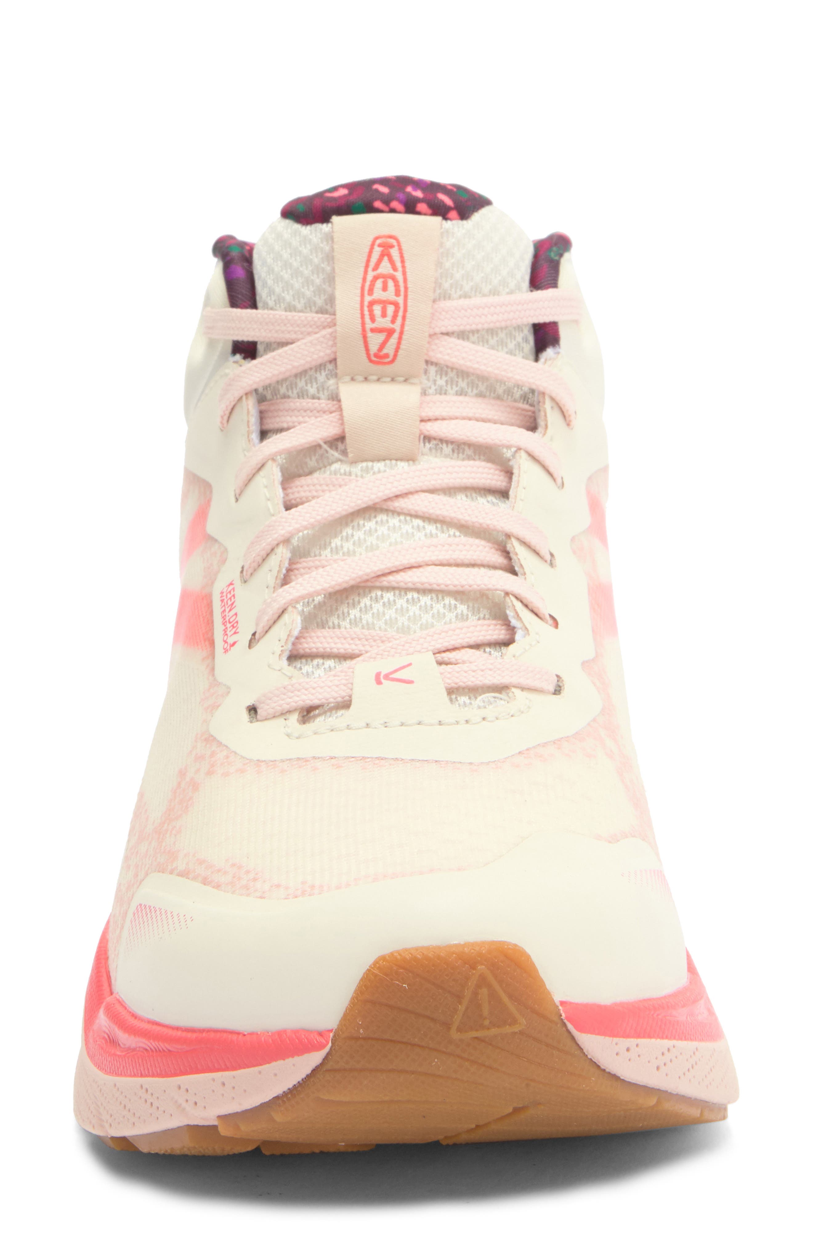 KEEN Leiki Waterproof Mid Hiking Boot, Alternate, color, Birch/ Cameo Rose