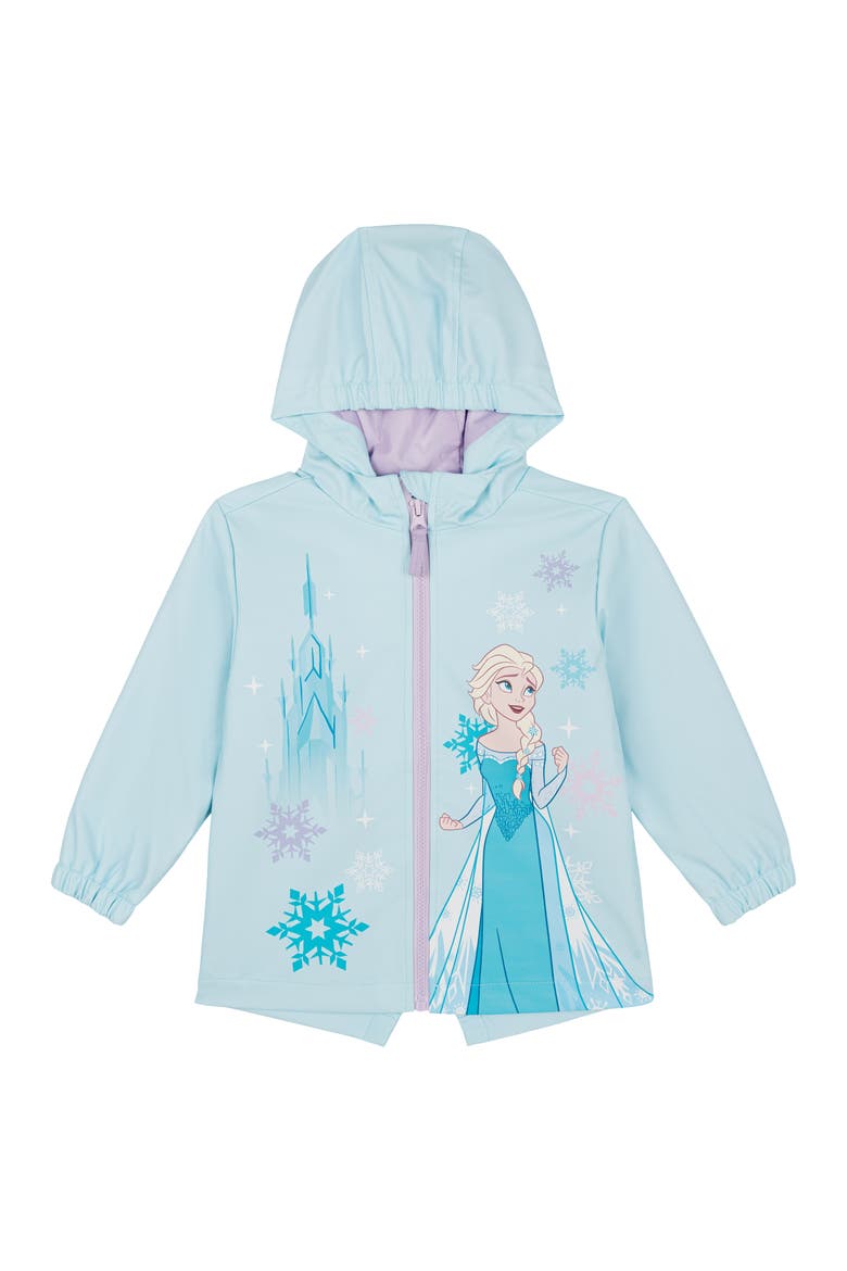 Frozen Queen Elsa Hooded Zip-Up Rain Jacket, Main, color, Elsa Ice Blue
