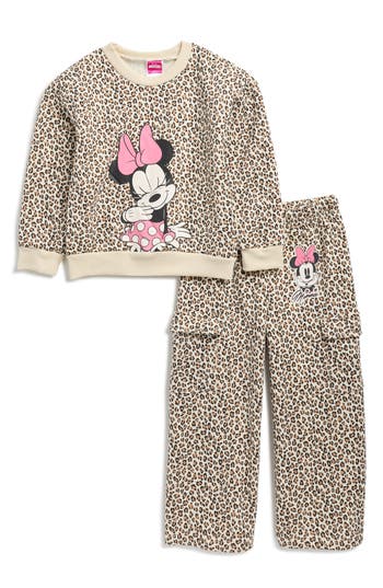 Assorted X Disney® Kids' Minnie Mouse Animal Sweatshirt & Cargo Pants Set In Multi