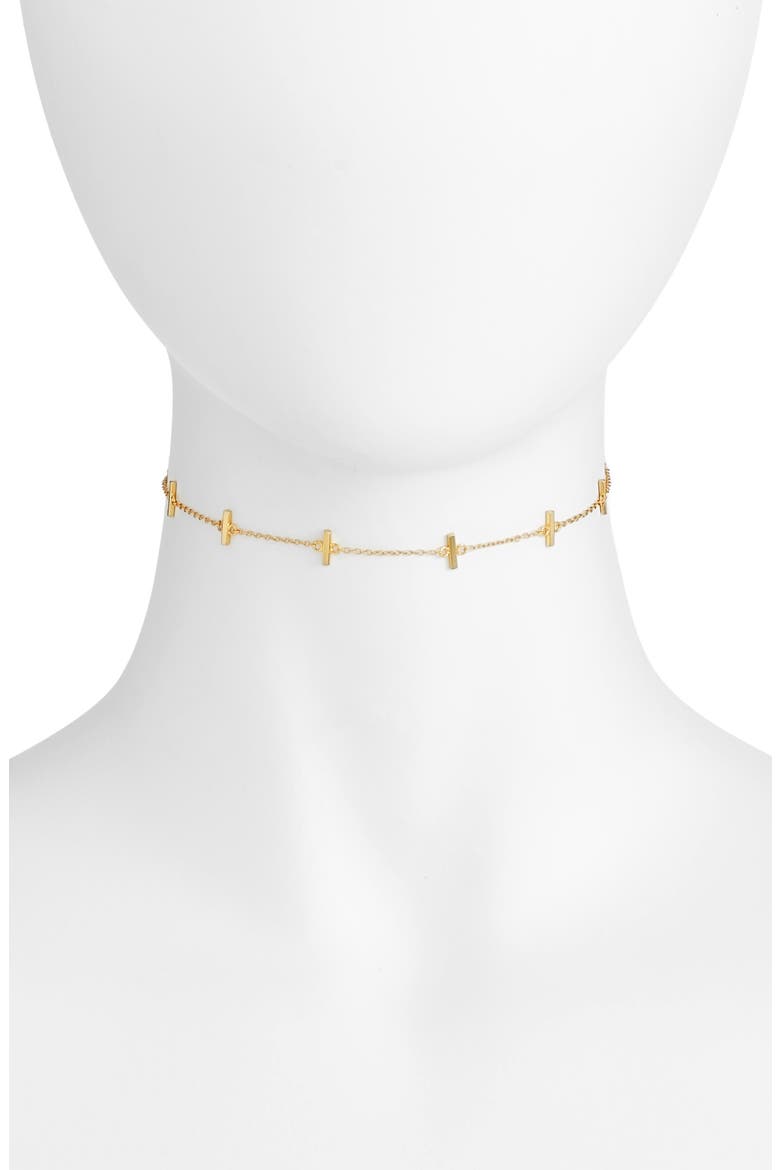 Bar Station Chain Choker, Alternate, color, GOLD