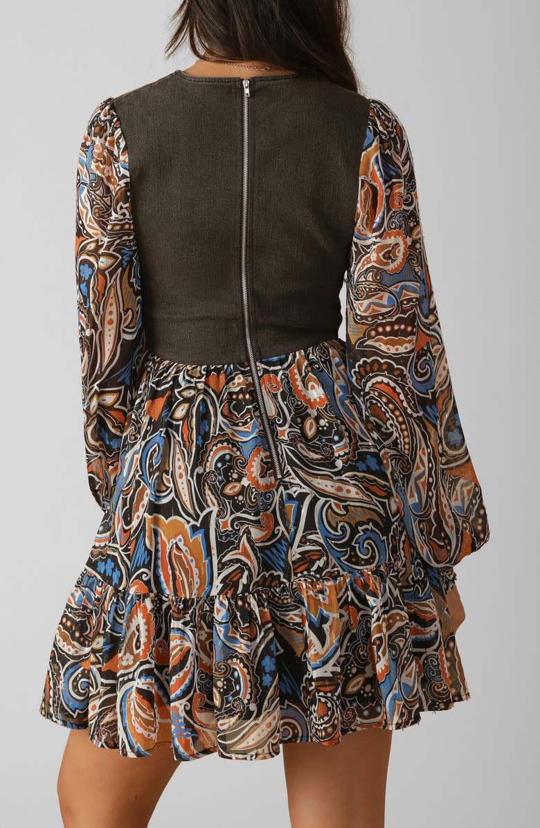 FLYING TOMATO Print Long Sleeve Dress, Alternate, color, Black