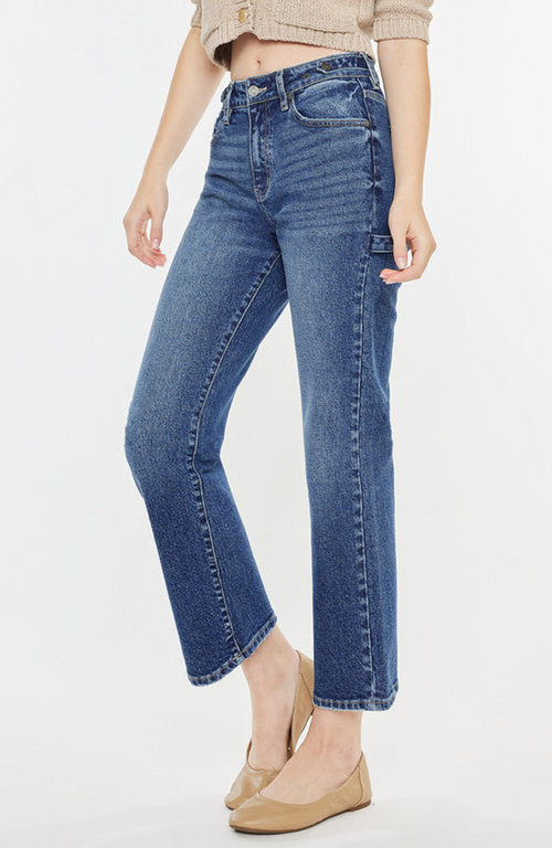 Kancan Ashley High Rise True Straight Jeans In Medium Wash