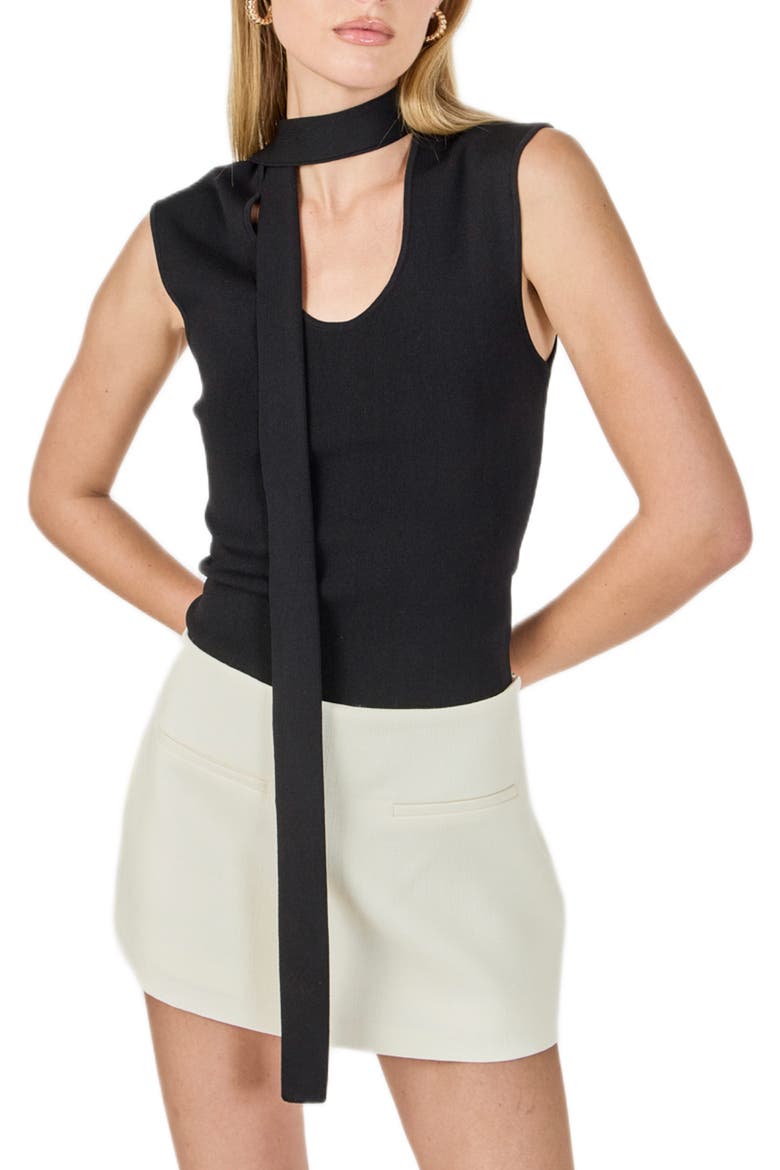 Knit Tank & Scarf, Main, color, BLACK
