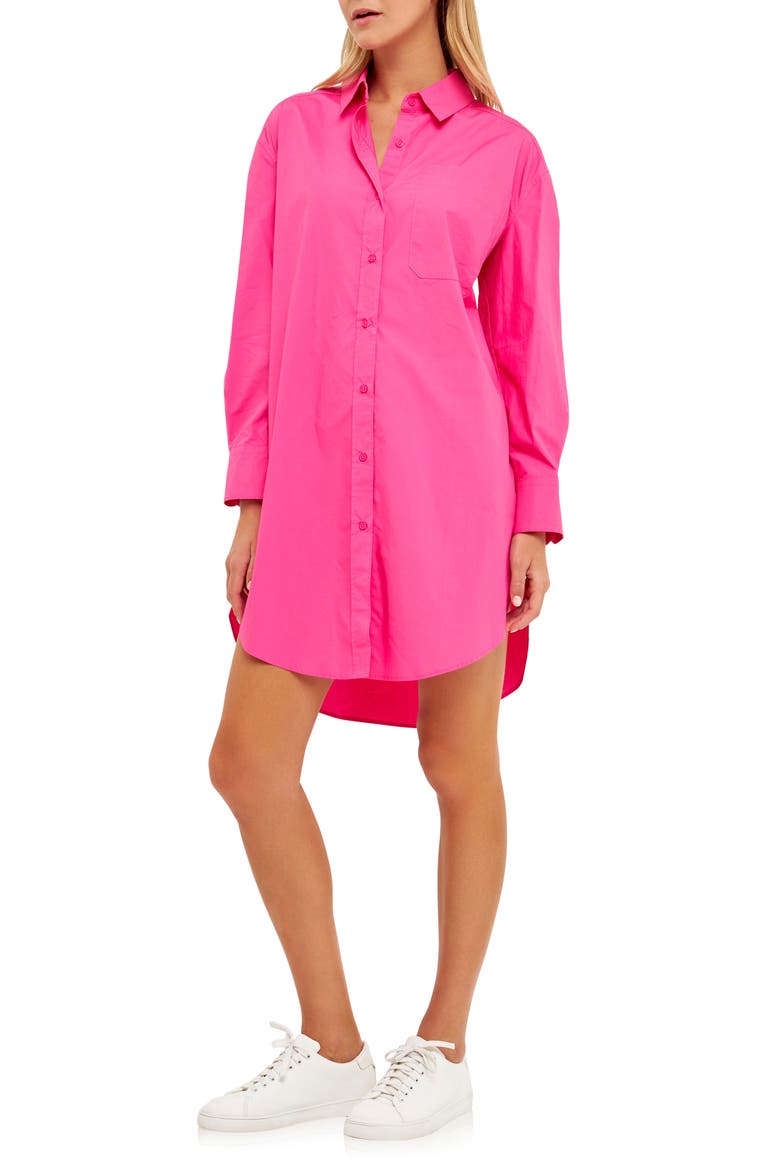 Classic Collar Shirtdress, Alternate, color, FUCHSIA