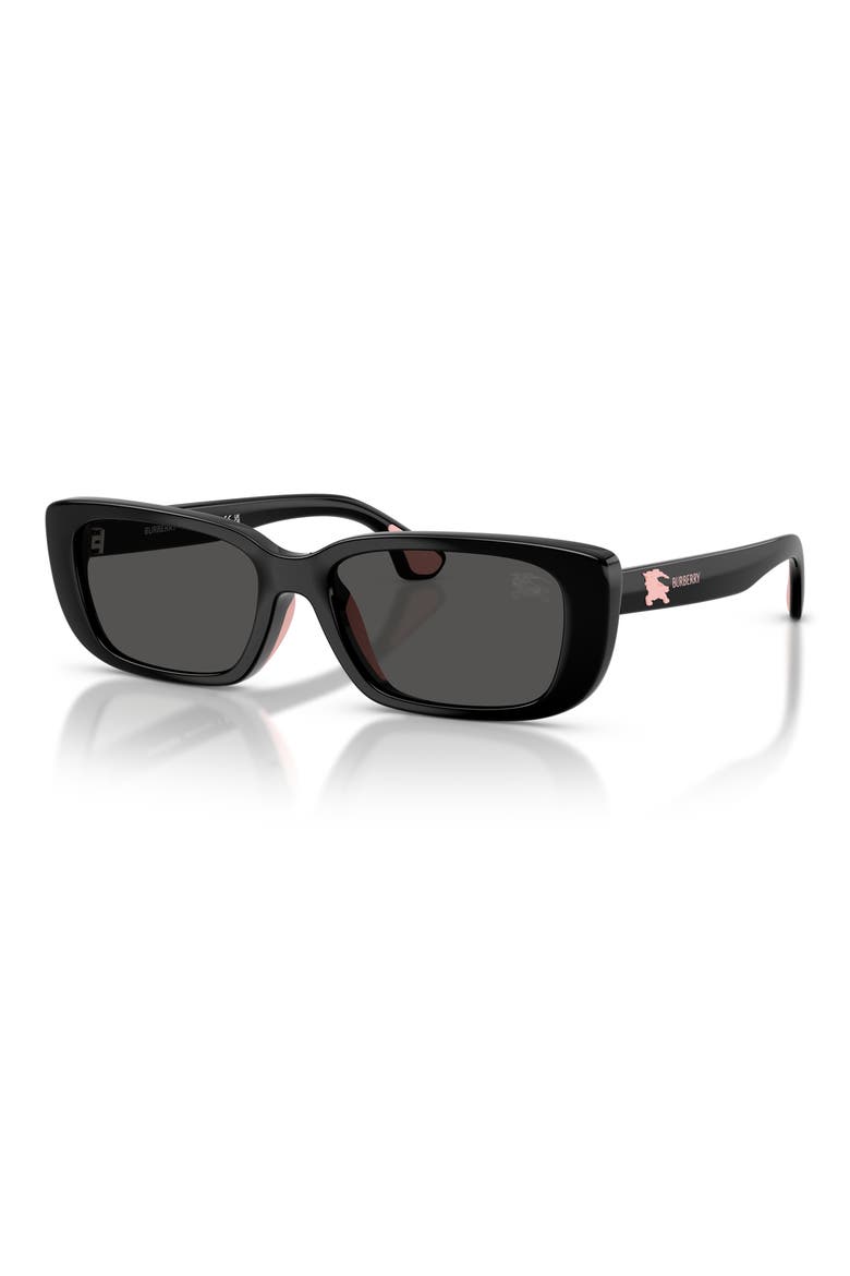 Kids' 50mm Rectangular Sunglasses, Alternate, color, BLACK / DARK GREY