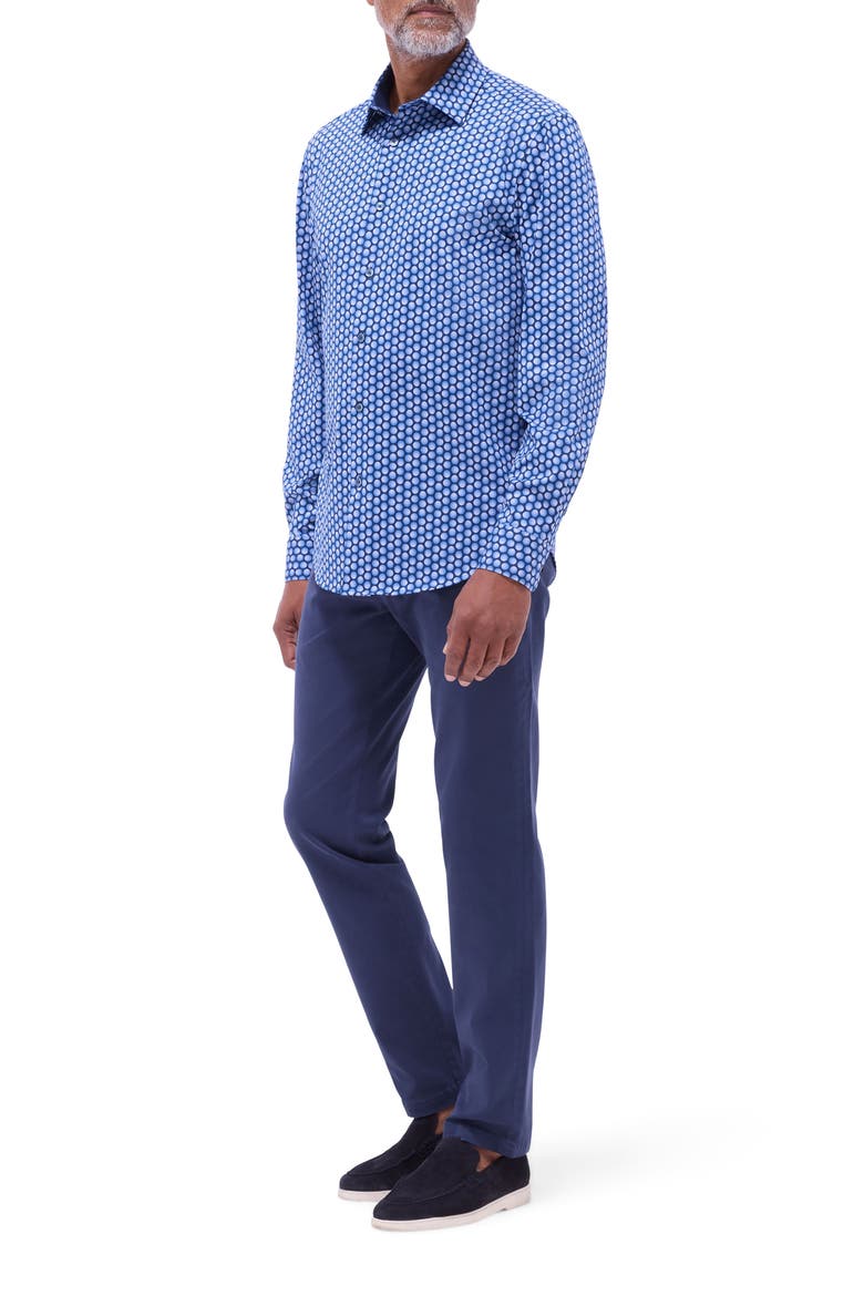 Jimmy OoohCotton® Geo Print Button-Up Shirt, Alternate, color, COBALT