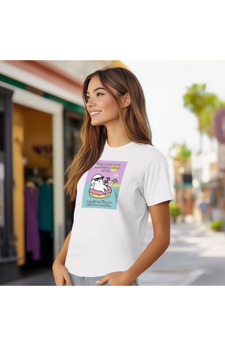 Dalix Ghost Womens Vacation Tee, Alternate, color, White