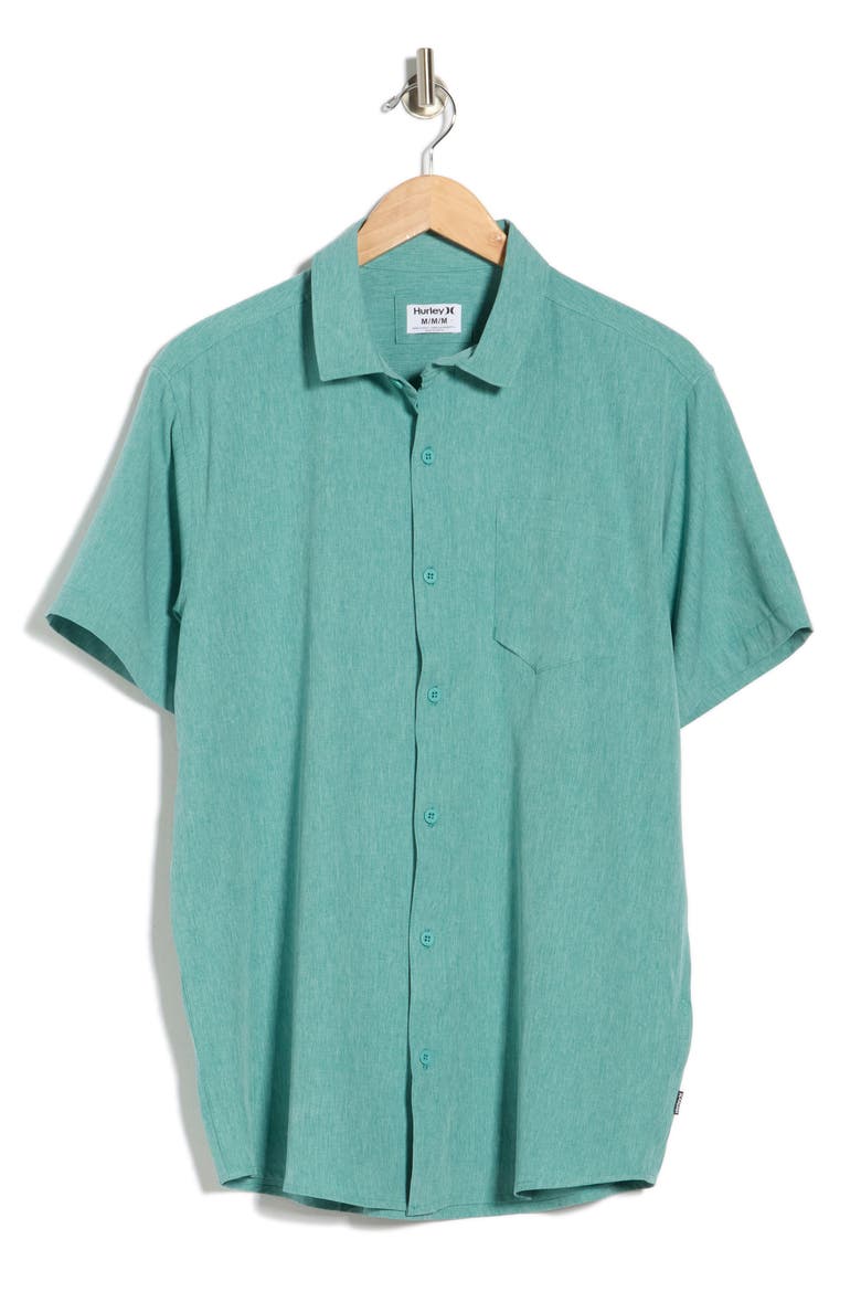 Tech Chambray Woven Shirt, Alternate, color, BROKEN JADE