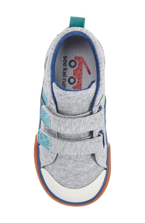 See Kai Run Kids' Russell Sneaker In Gray Jersey/blue