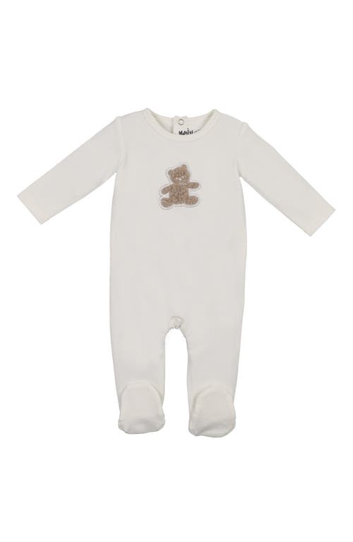Maniere Manière Bear Appliqué Footie In Gray
