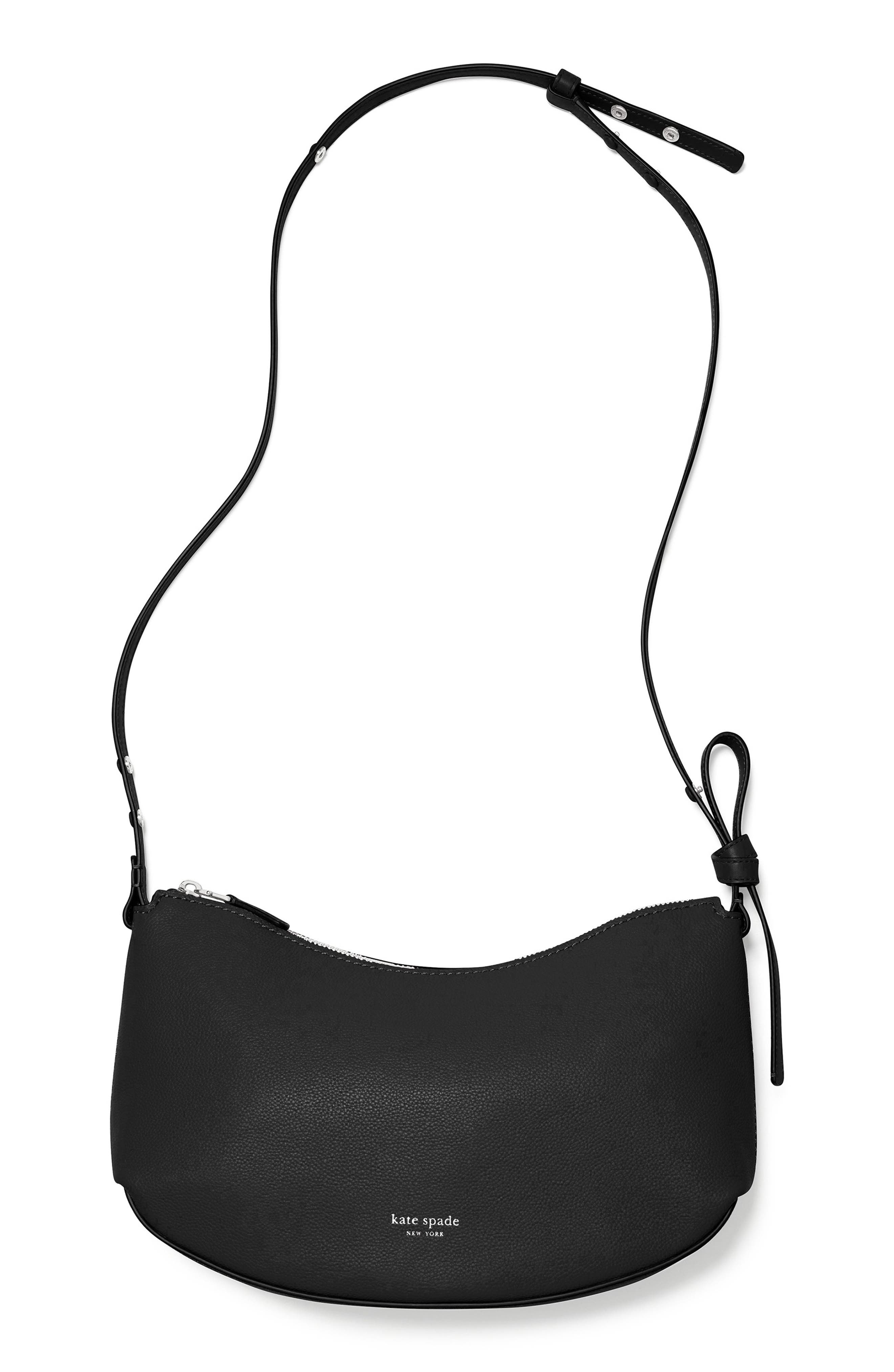 Loop Pebbled Leather Shoulder Bag, Alternate, color, BLACK