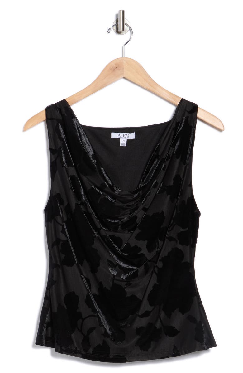 AFRM LOS ANGELES Gia Burnout Cowl Neck Tank, Main, color, Noir Shadow Florals