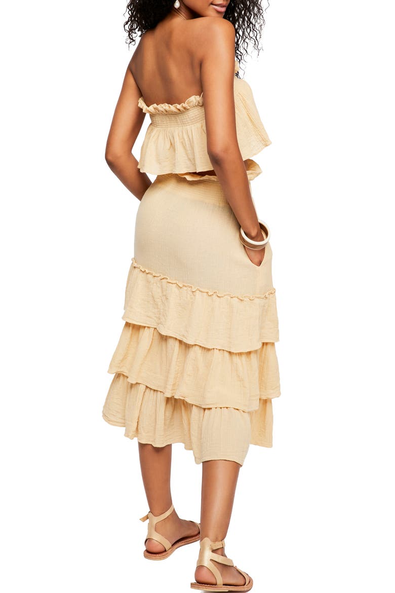 Endless Summer by Free People Sea Breeze Strapless Crop Top & Midi Skirt, Alternate, color, NEUTRAL