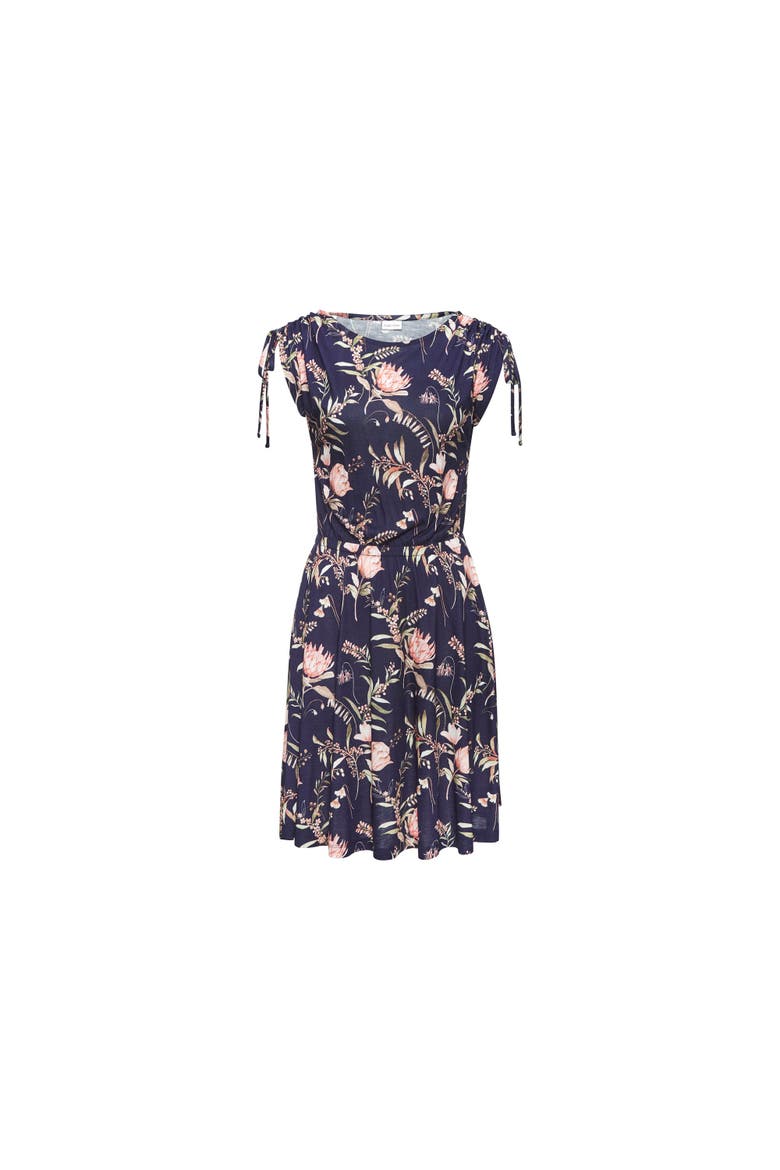 Tie Detail Dress, Alternate, color, Navy Printed