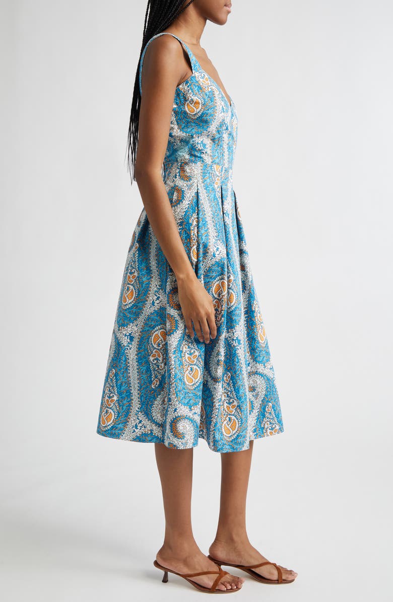 Etro Paisley Print Pleated Fit
Flare Cotton Poplin Midi Dress, Alternate, color, Print On White Base