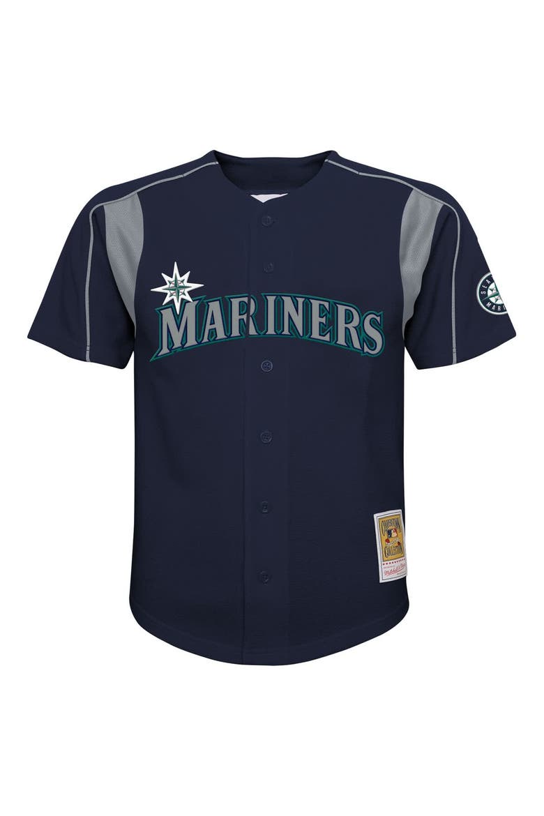 Toddler Mitchell & Ness Felix Hernandez Navy Seattle Mariners Throwback Mesh Batting Practice Jersey, Alternate, color, Navy