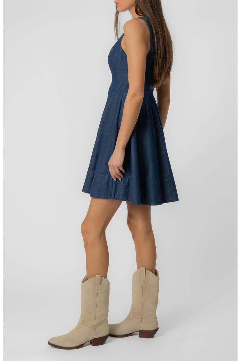 Amelie Sleeveless Fit & Flare Denim Minidress, Alternate, color, RENOVATE