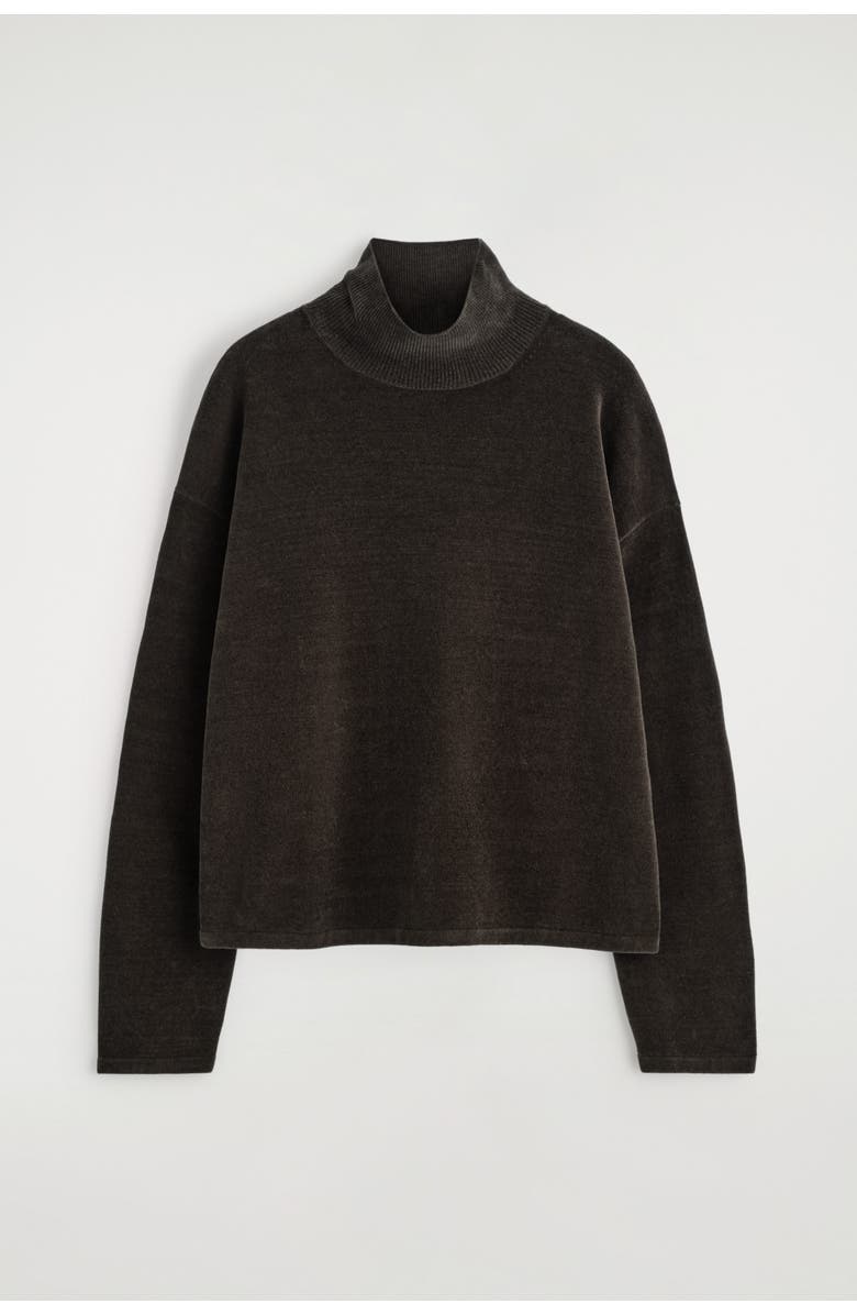 COS Chenille Mock-Neck Sweater, Alternate, color, Brown