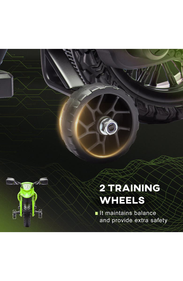 Qaba 6V Kids Motorcycle with Training Wheels, Horn & Start Sound, Alternate, color, Green