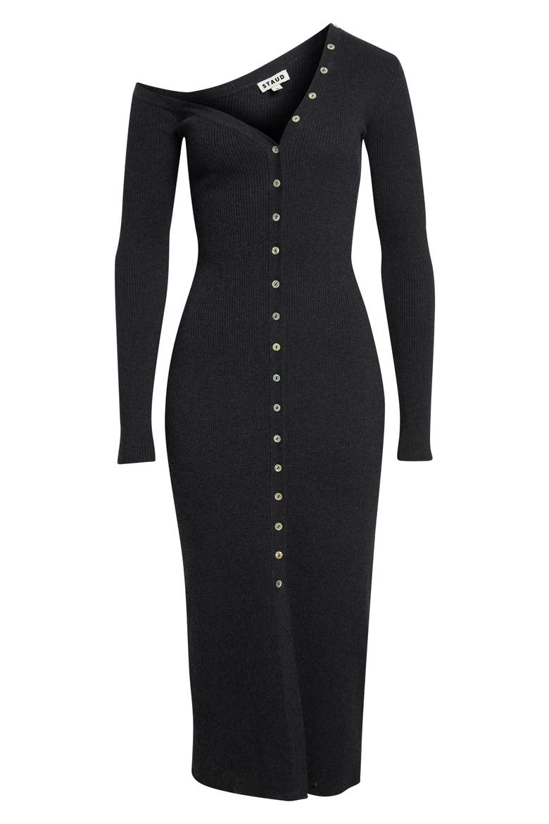 Craftsman Rib One-Shoulder Sweater Dress, Alternate, color, NOCTURNE