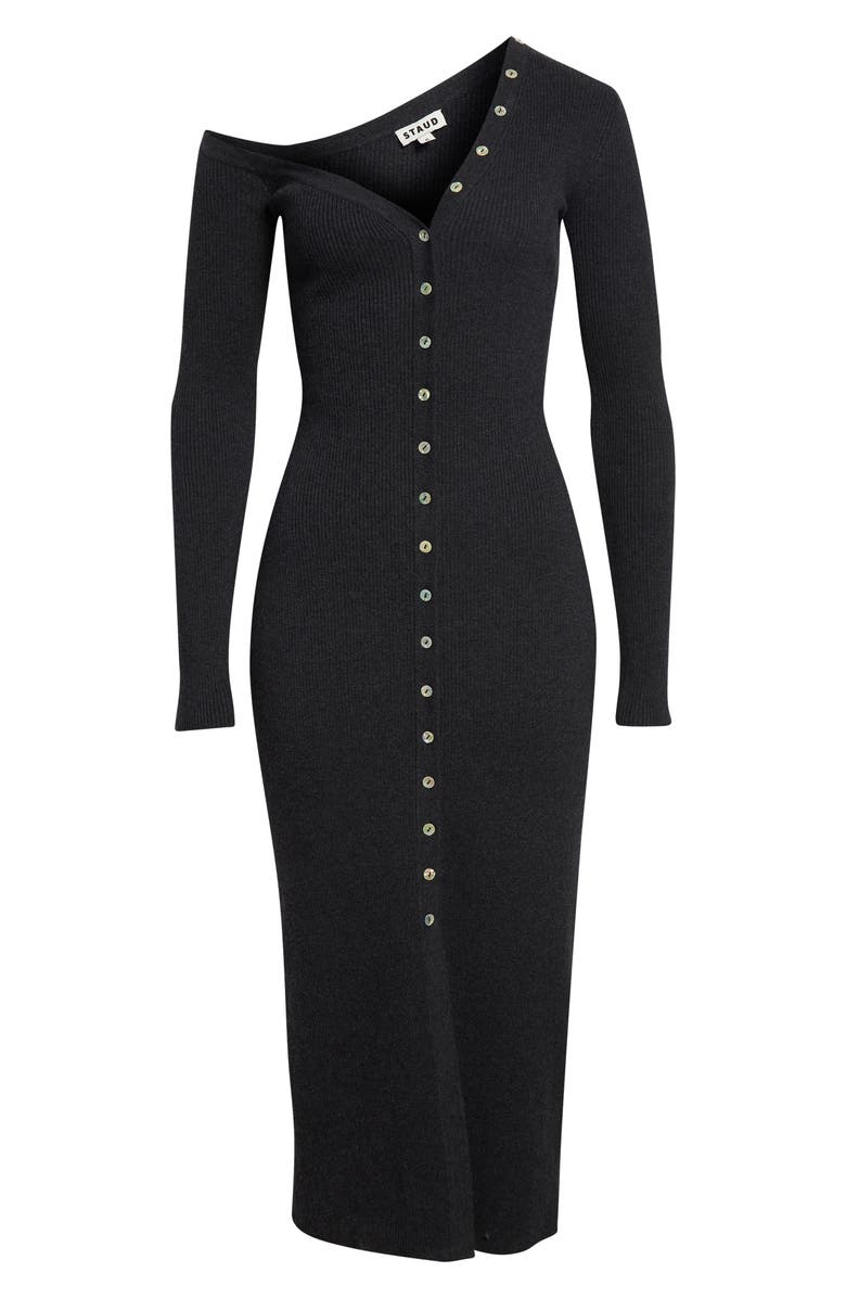 STAUD Craftsman Rib One-Shoulder Sweater Dress, Alternate, color, Nocturne