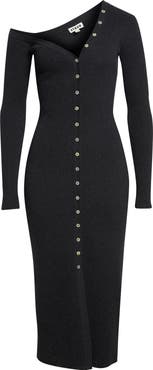 STAUD Craftsman Rib One-Shoulder Sweater Dress