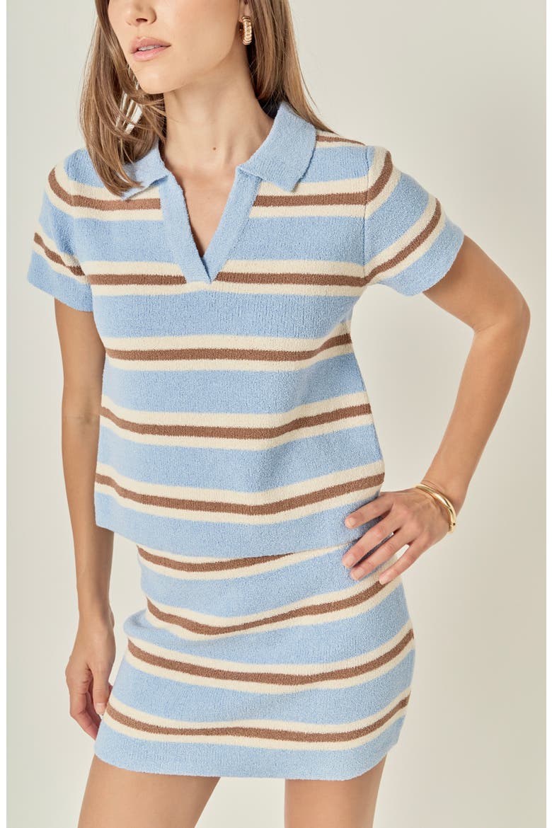 Stripe Sweater Miniskirt, Alternate, color, POWDER BLUE/ BROWN