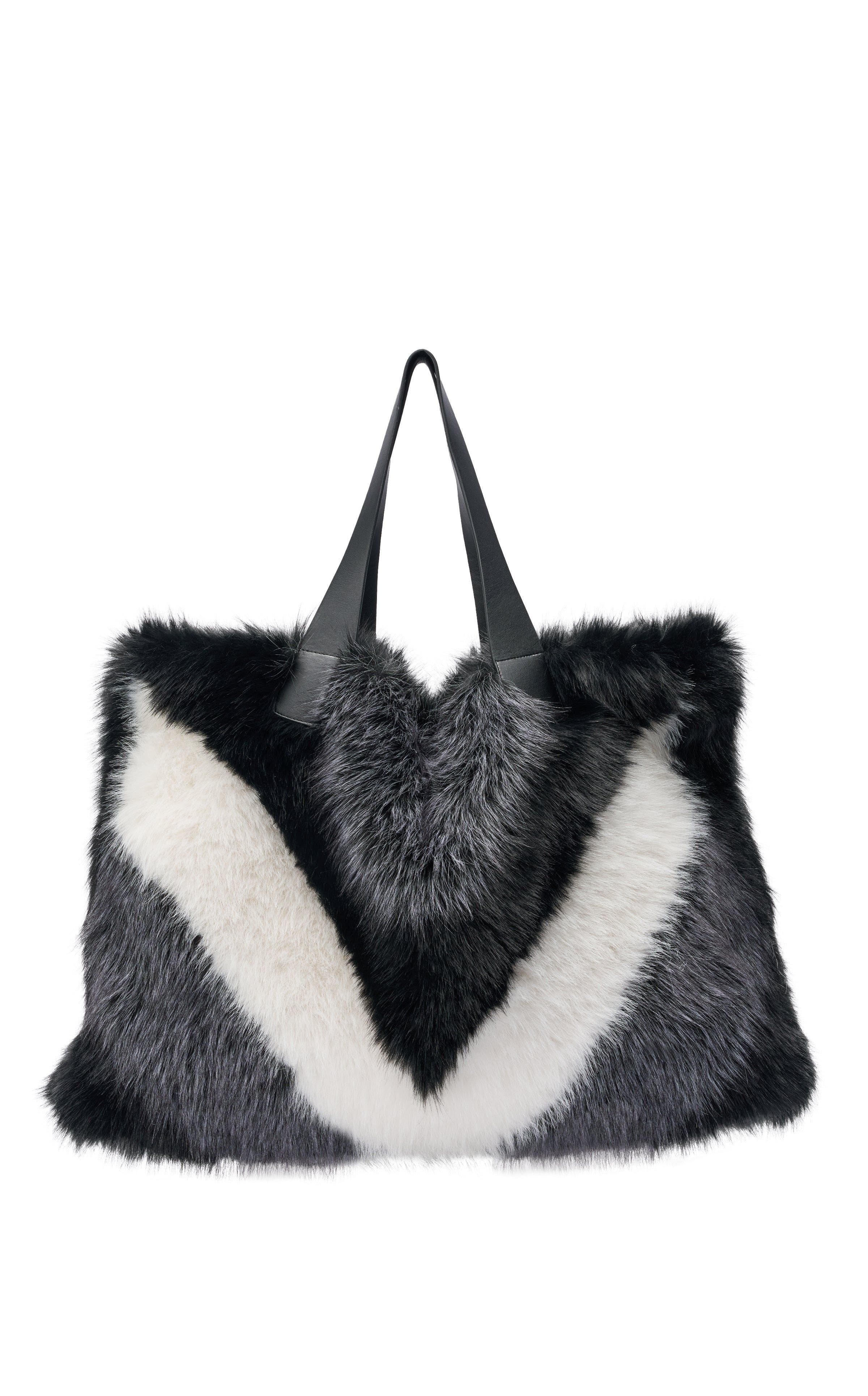 Confidante Faux Fur Handbag, Main, color, GREY MULTI