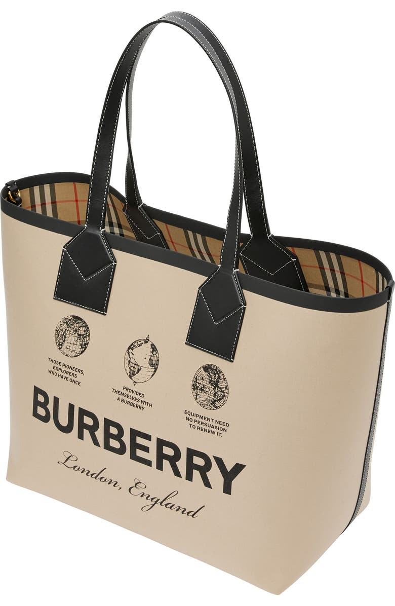 Burberry Large Heritage Canvas Tote, Alternate, color,