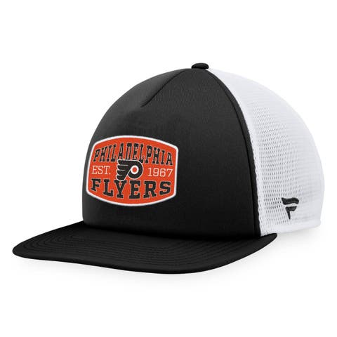 Men's Fanatics Branded Black/White Philadelphia Flyers Foam Front Patch Trucker Snapback Hat