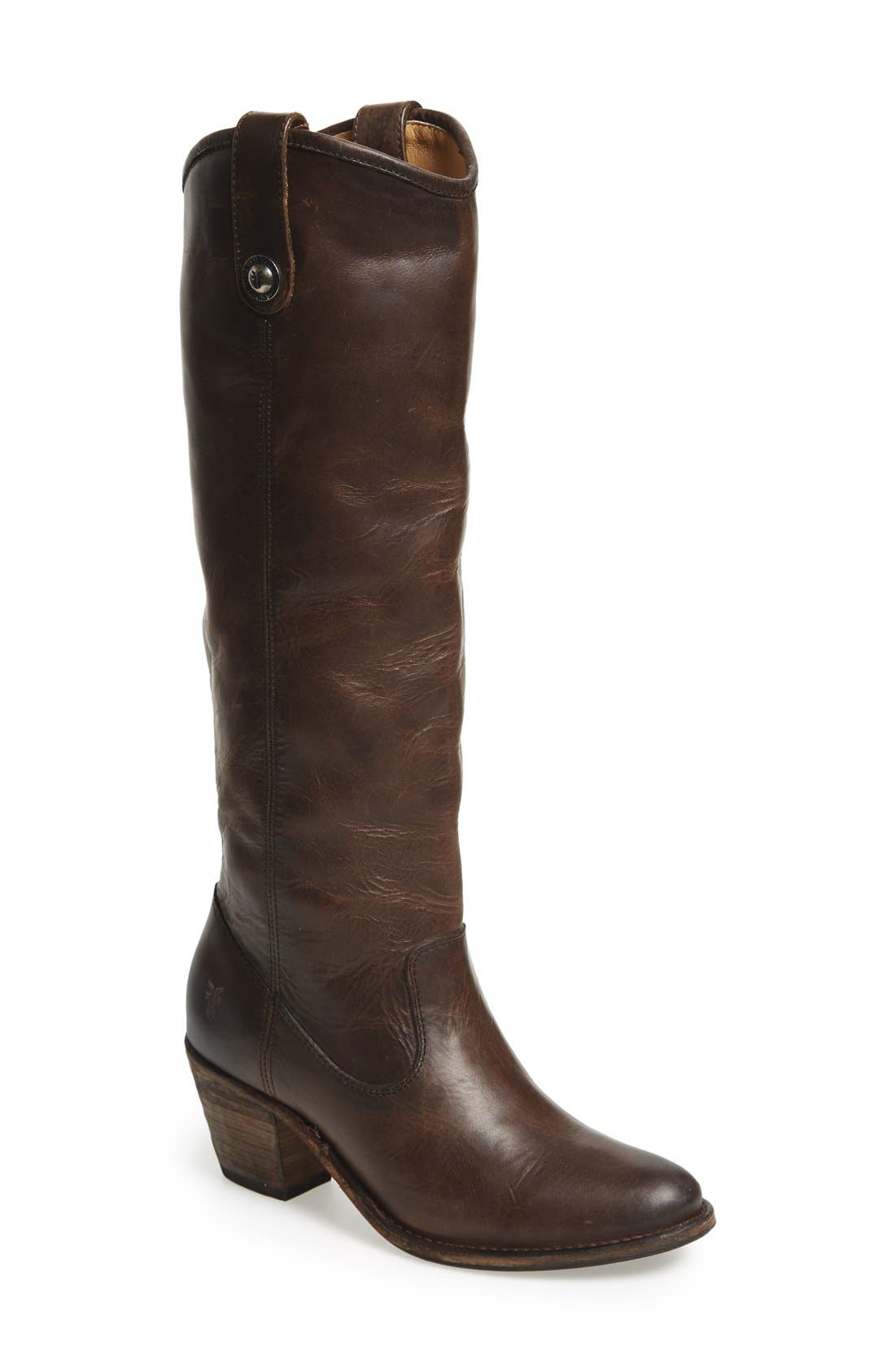 'Jackie Button' Tall Boot, Main, color, SLATE LEATHER