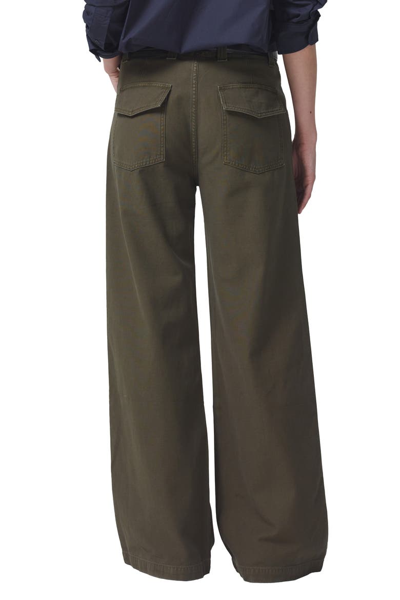 Paloma High Waist Wide Leg Twill Utility Trousers, Alternate, color, TEA LEAF