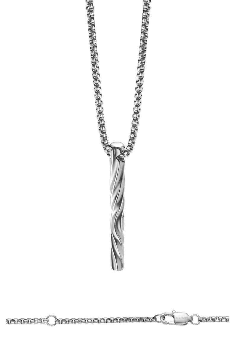 Men's Twisted Tube Pendant Necklace, Alternate, color, SILVER