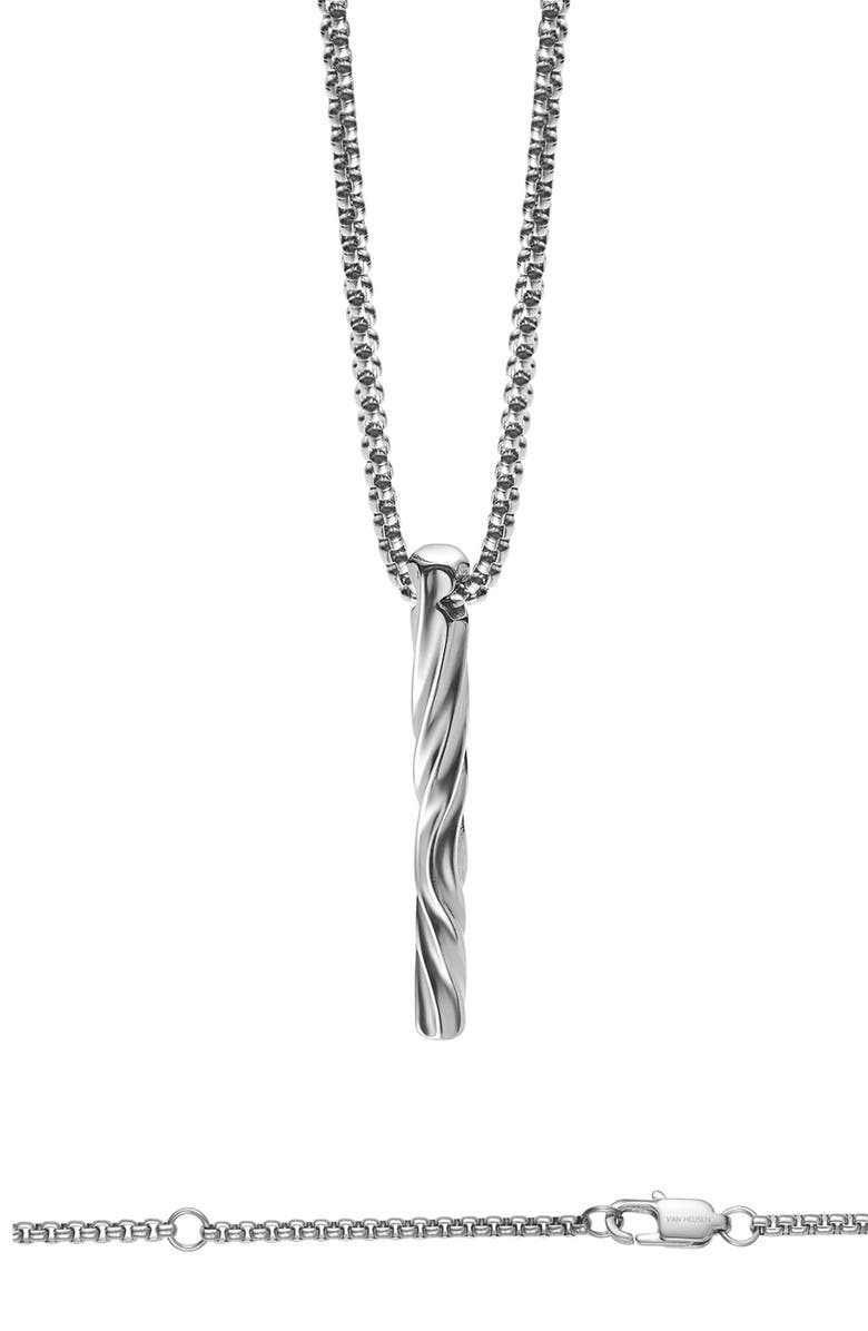 VAN HEUSEN Men's Twisted Tube Pendant Necklace, Alternate, color, Silver