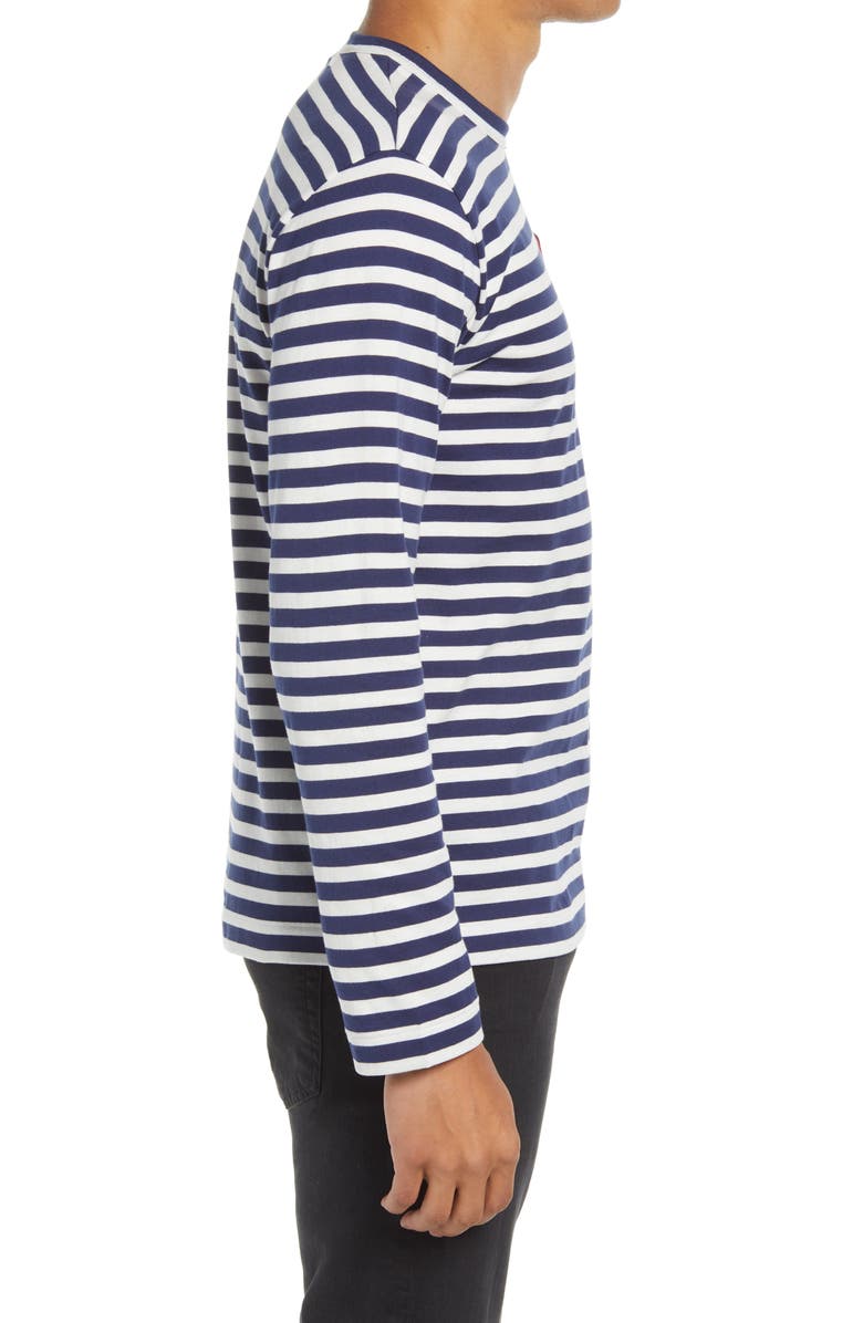Comme des Garçons PLAY Twin Appliqué Stripe T-Shirt, Alternate, color,