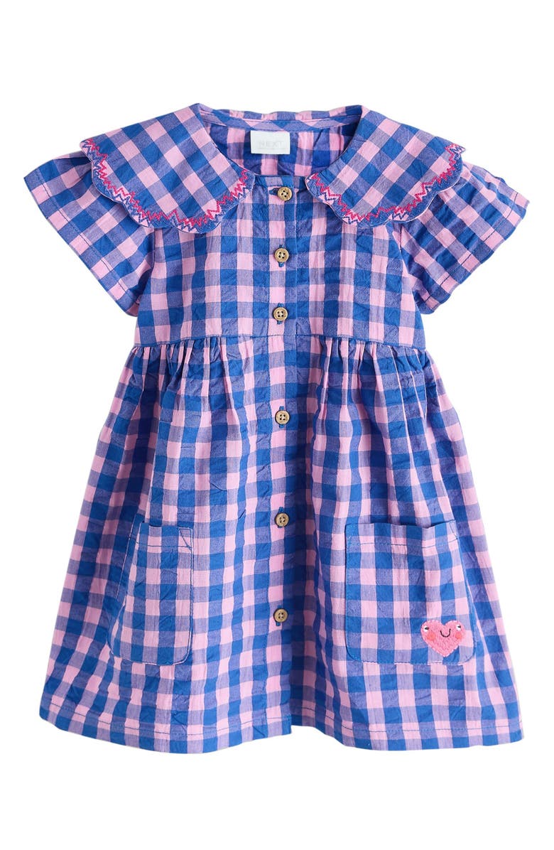 NEXT Kids' Gingham Dress, Main, color, Blue
