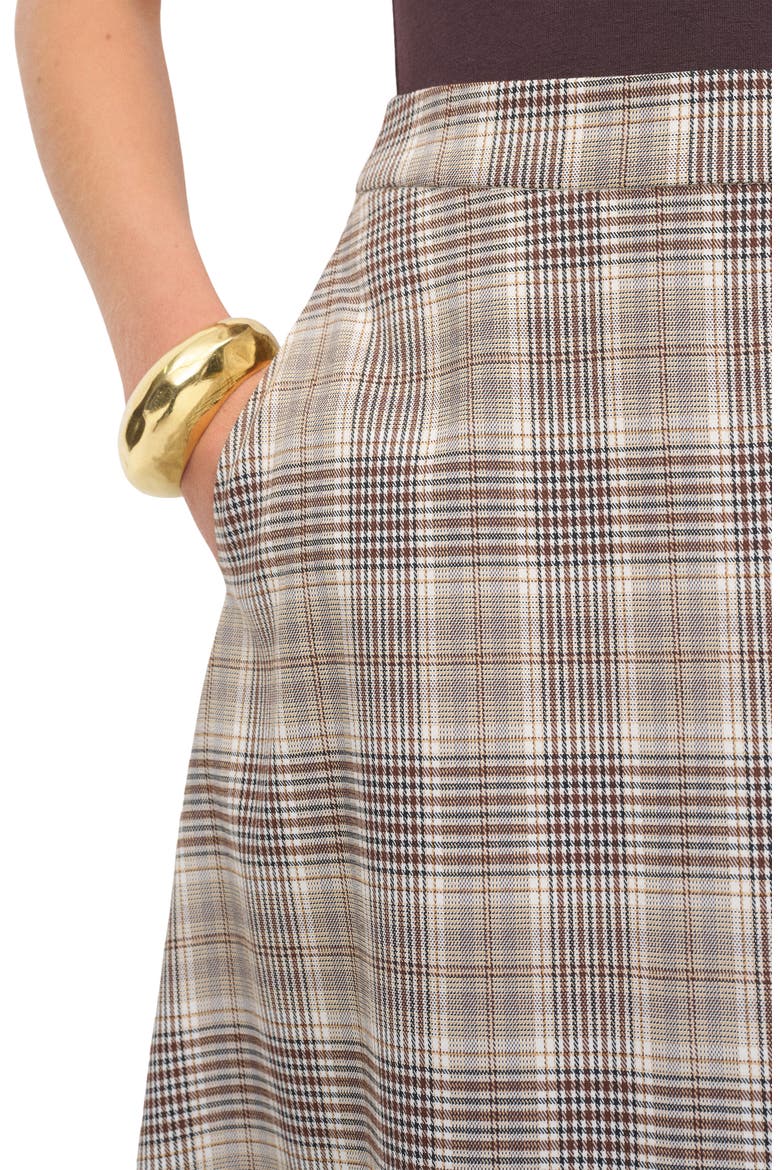 Peony Plaid Flare Skirt, Alternate, color, BROWN CHECK