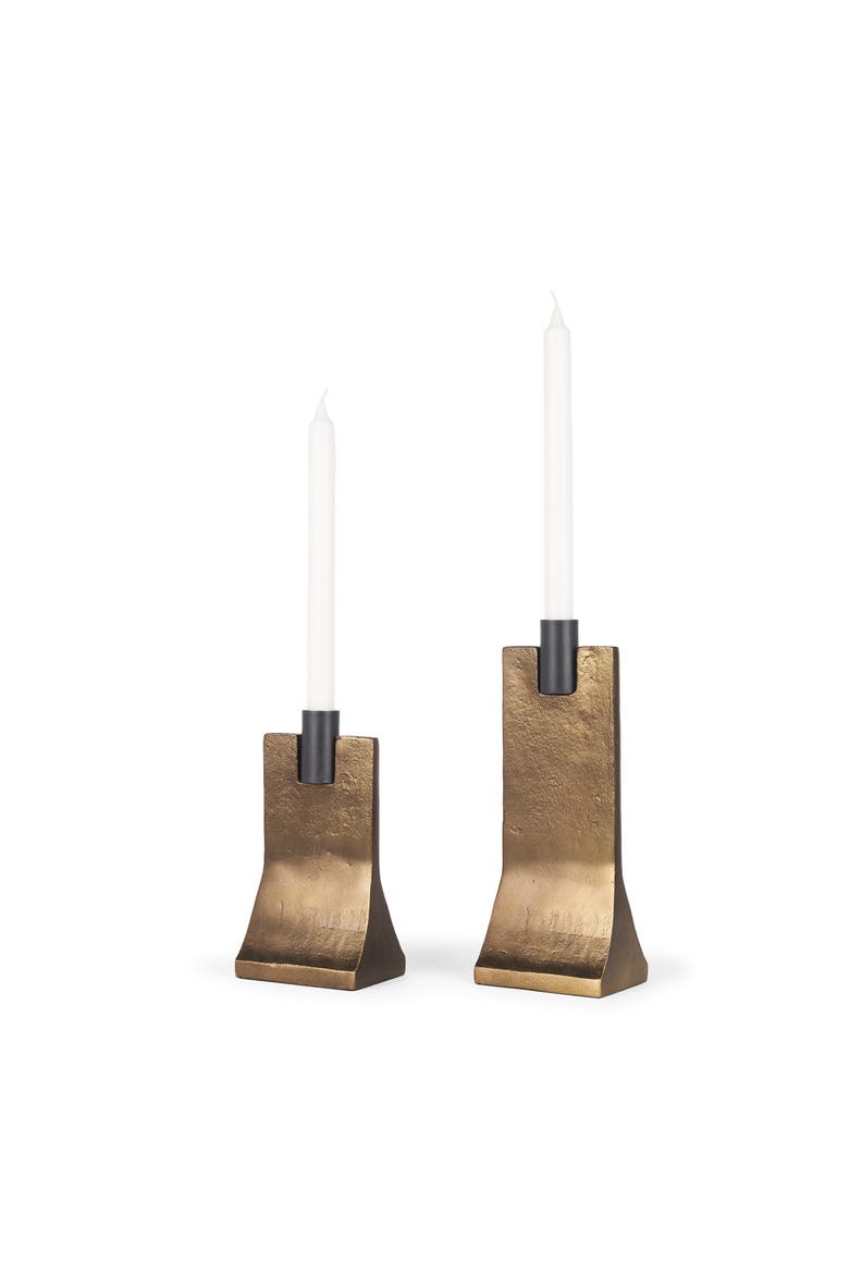 Polli Metal Taper Candleholders Set of 2, Main, color, Gold