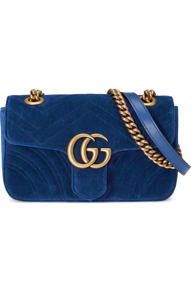 Gucci Small GG Marmont 2.0 Matelassé Velvet Shoulder Bag, Main, color,