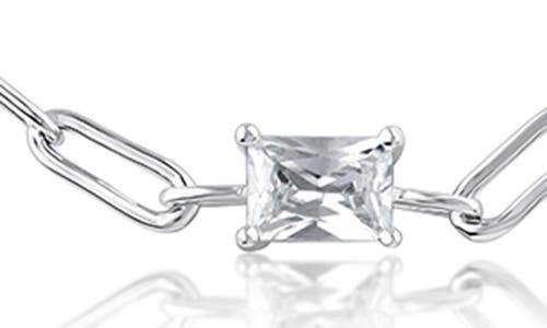 Cz By Kenneth Jay Lane Radiant Cut Cubic Zirconia Station Chain Necklace In Clear Silver