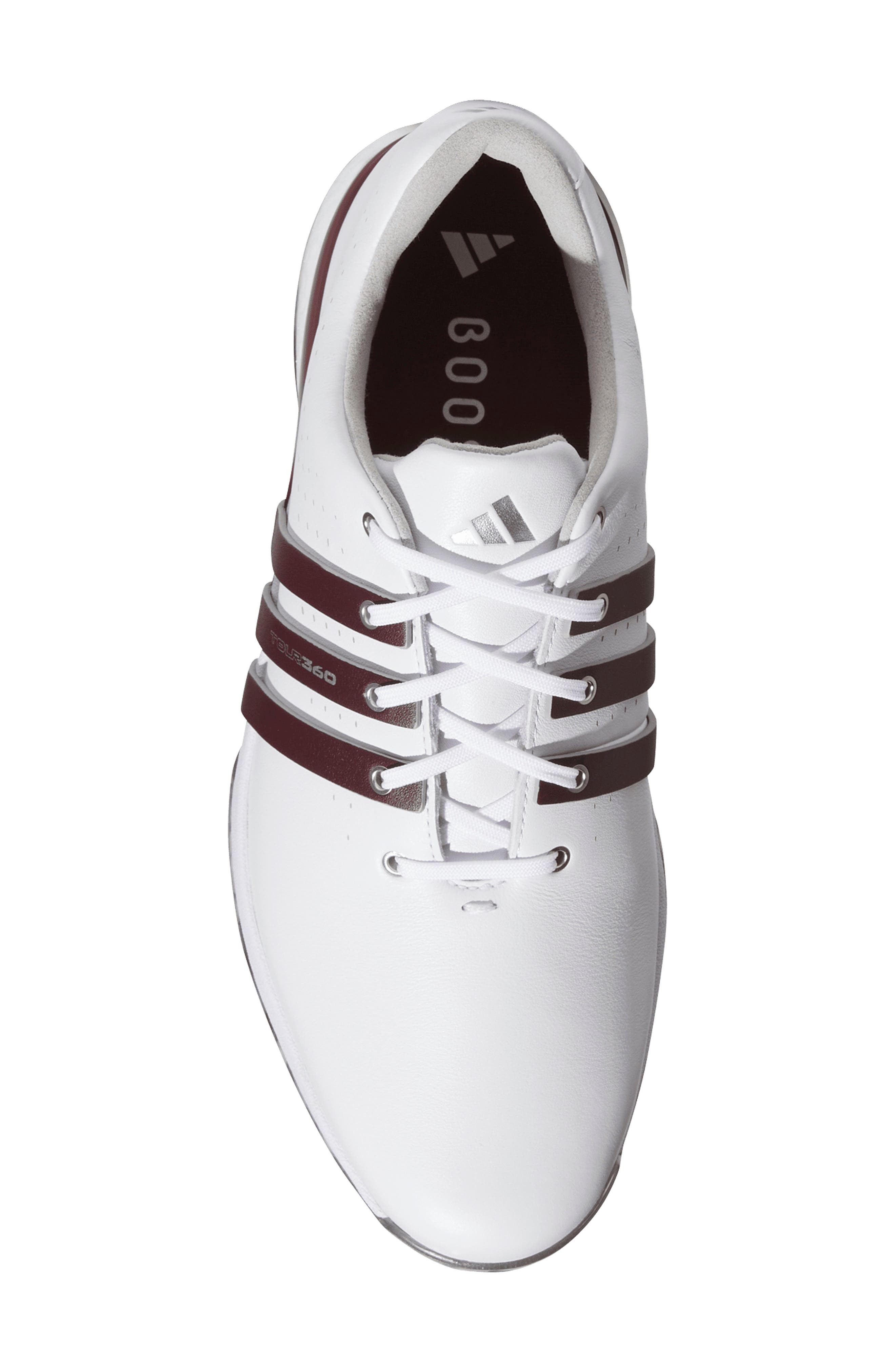 adidas Tour360 24 Golf Shoe, Alternate, color, White/ Maroon/ Iron