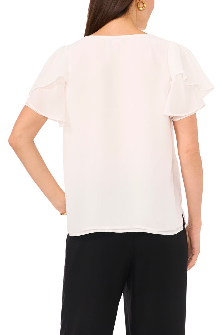 V-Neck Tulip Sleeve Chiffon Top, Alternate, color, NEW IVORY