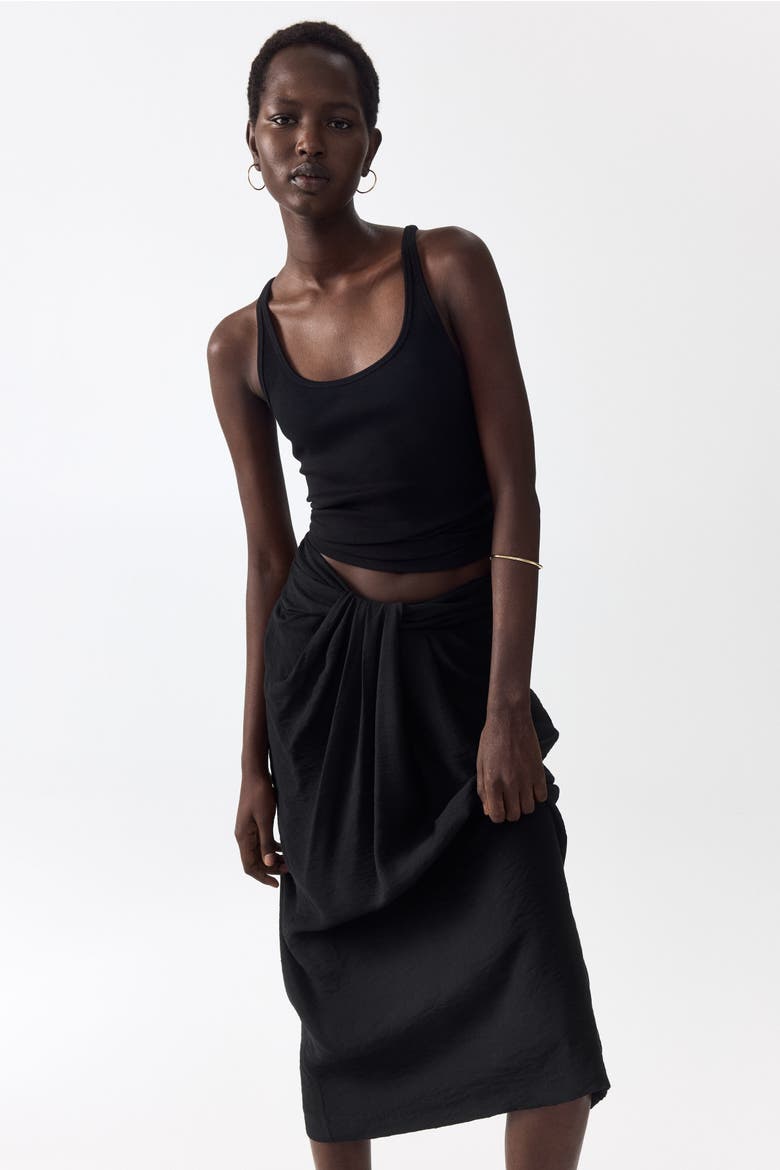 Twist-detail Skirt, Main, color, Black