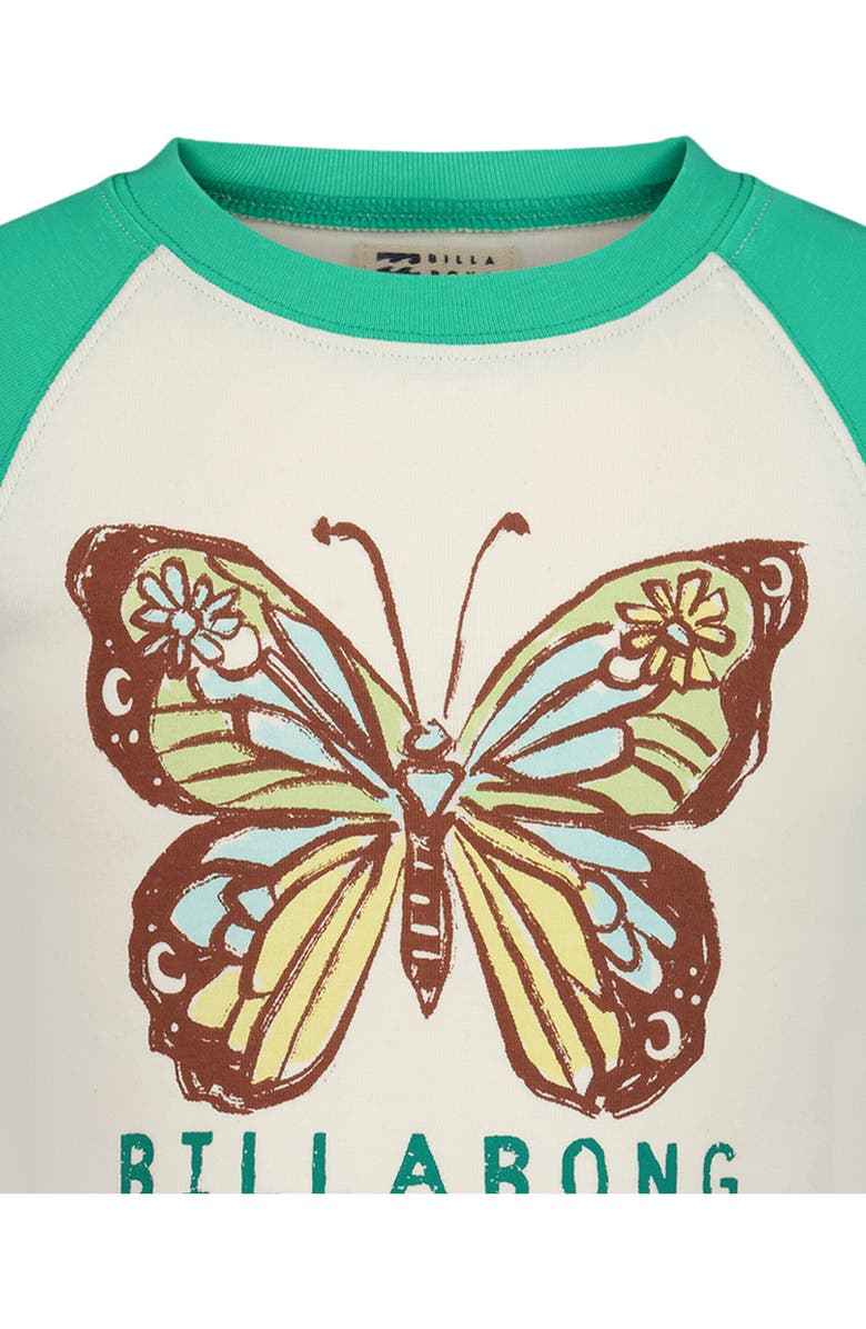 Billabong Kids' Butterfly Stamp Raglan T-Shirt, Alternate, color, Gumdrop Green