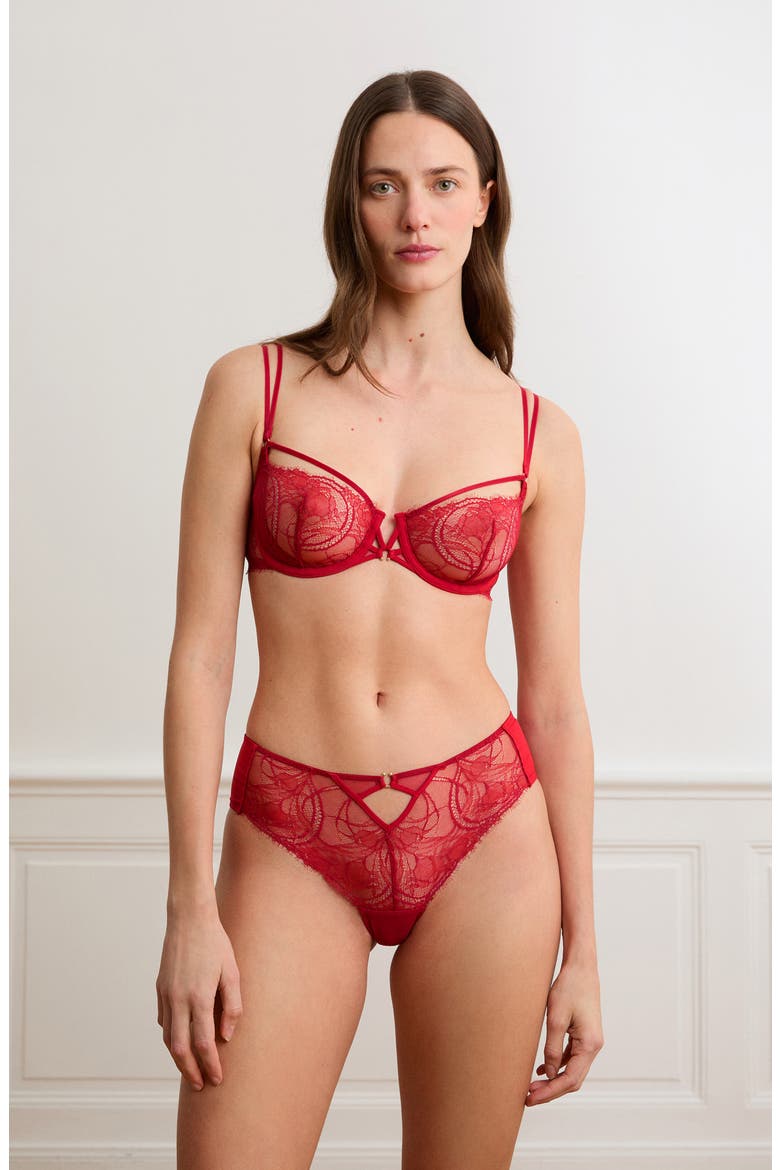 Vertige N°9 Underwire Balconette Bra, Alternate, color, RED